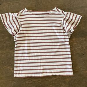 Kate Spade stripe ruffle sleeve top, S